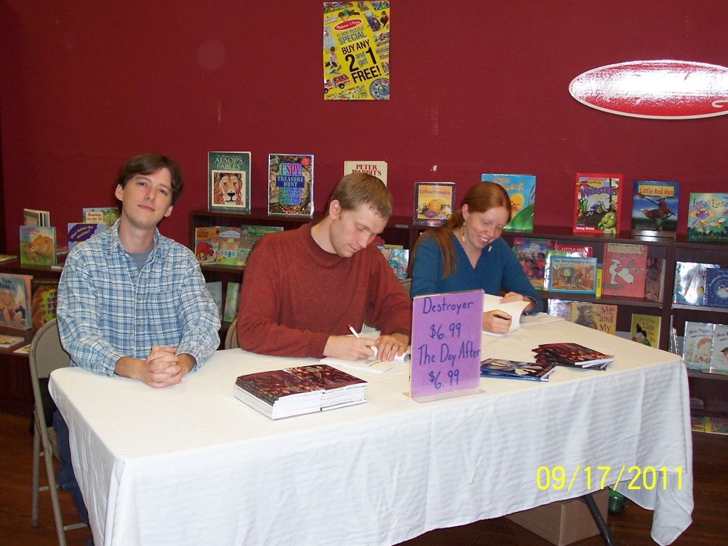 Signing copies of 'Destroyer' and 'The Day After'